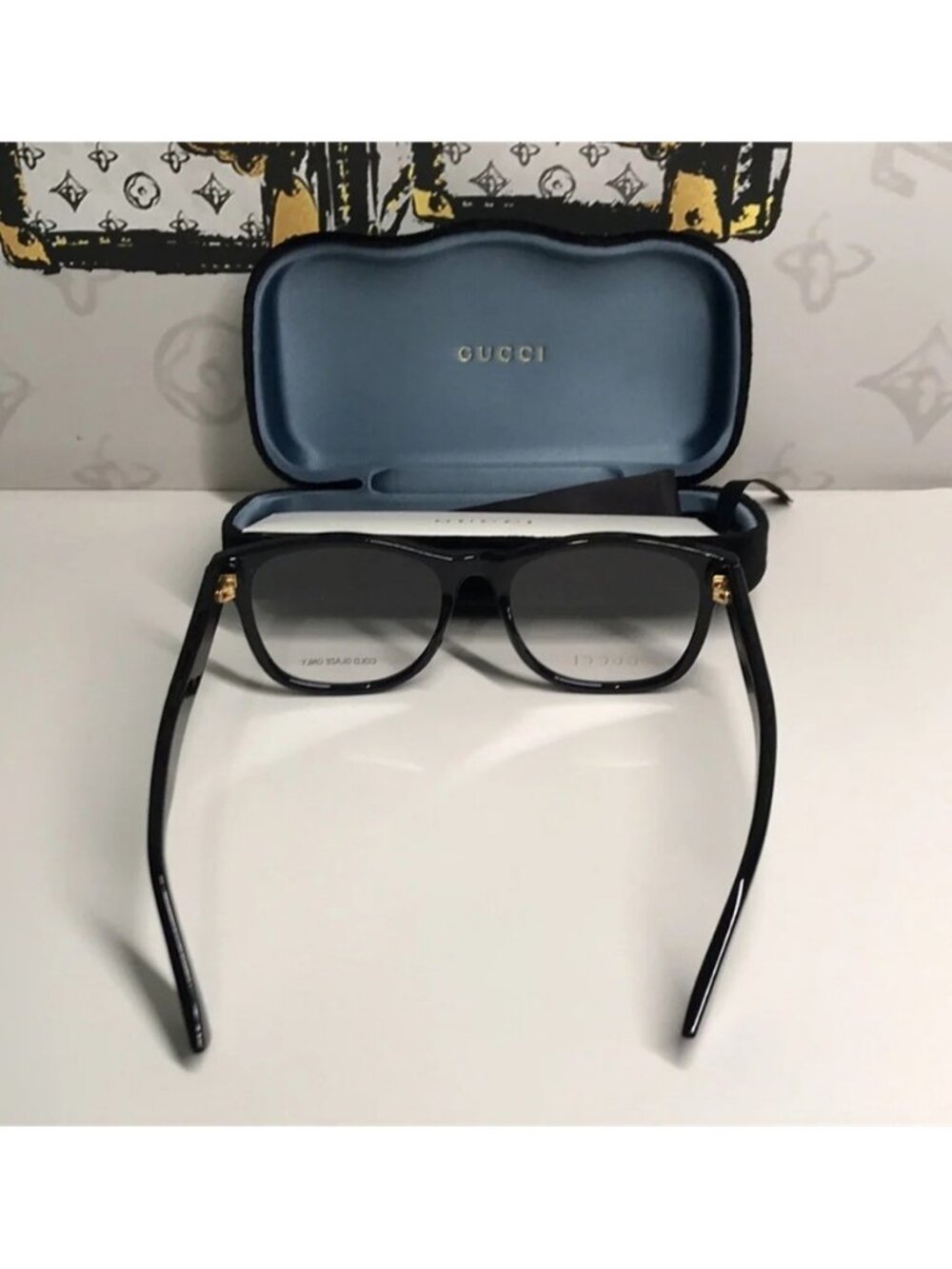 Luxury New Authentic Gucci GG1344O 005 Black Square Eyeglasses - Picture 12 of 14